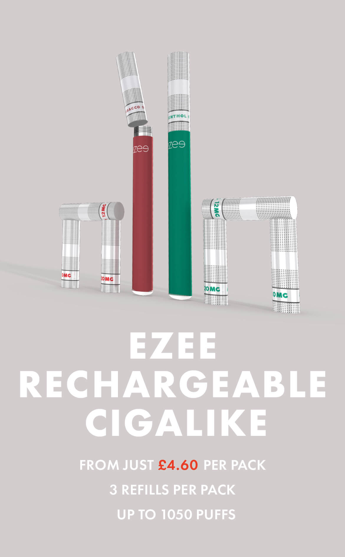 ezee e-cigarette starter set kit vape cigalike disposable cartridges filters no nicotine