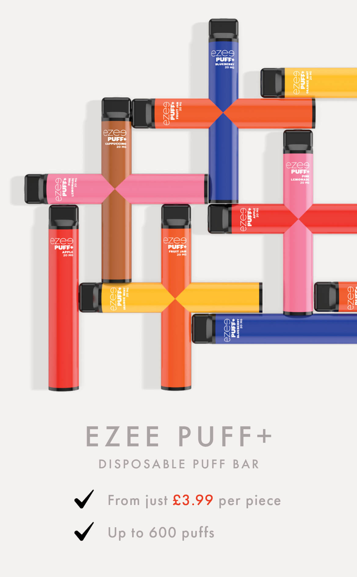 ezee puff disposable vape e-cigarette 600 puffs no nicotine free