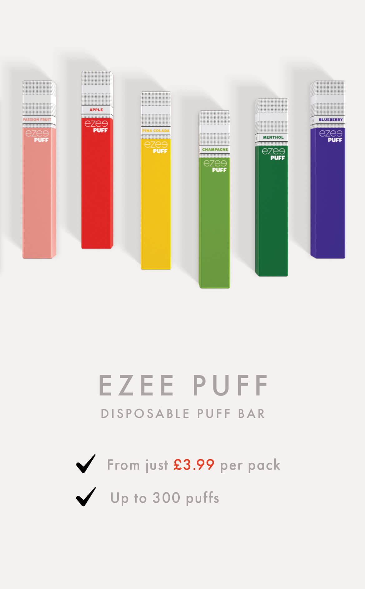 ezee puff disposable vape e-cigarette 300 puff nicotine free